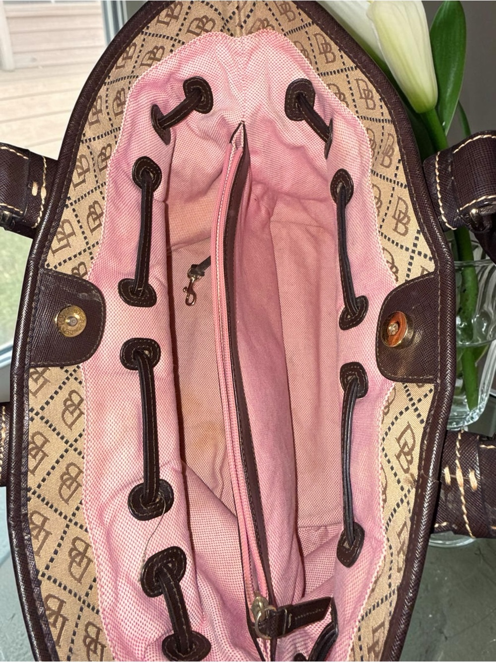 Dooney & Bourke Chiara Signature Monogram Canvas & Leather Tote - Picture 14 of 15